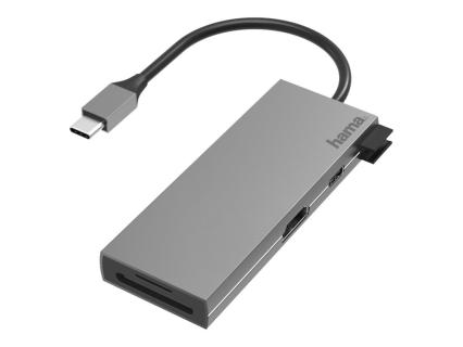 HAMA USB-C-Multiport-Adapter 6 Ports, 2x USB-A, USB-C, HDMI C, SD, microSD