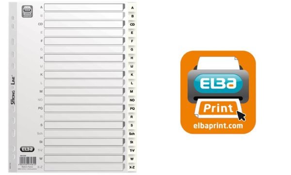HAMELIN ELBA Kunststoff-Register, A-Z, DIN A4, weiß, 20-teilig, voll volldecken