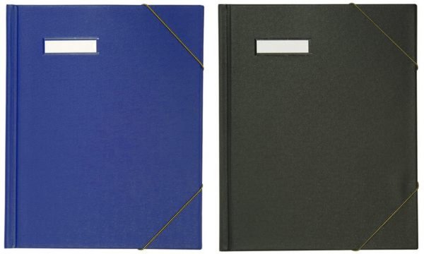HAMELIN ELBA Umlaufmappe A4 aus PVC, mit Eckspannergummi, blau Beschriftungsfen