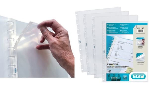 HAMELIN ELBA Vario-Zipp Prospekthülle, DIN A4, glasklar aus PP 0,08 mm, oben of