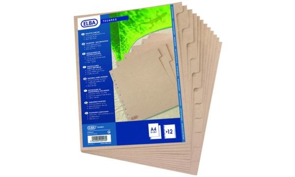 HAMELIN GMBH ELBA Karton-Register TOUAREG, blanko, DIN A4, 12-teilig beige, aus
