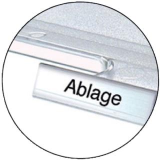 Beschriftungsclip für Briefkörbe transparent, mit Beschriftungsbogen