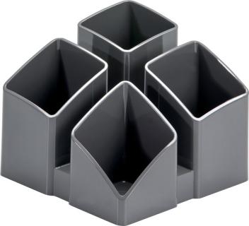 Schreibtischköcher SCALA, dunkelgrau 4 Fächer, rutschfest, möbelschonende