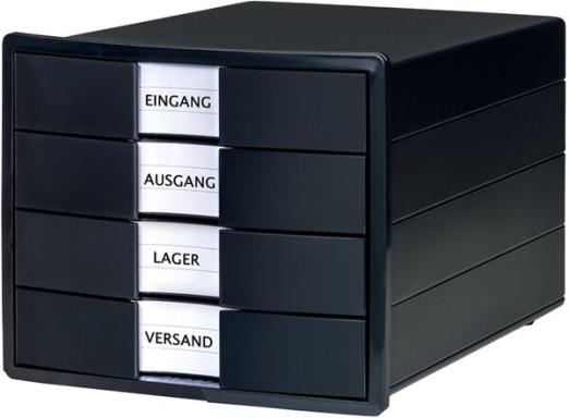 HAN Schubladenbox KARMA  schwarz DIN C4 mit 4 Schubladen