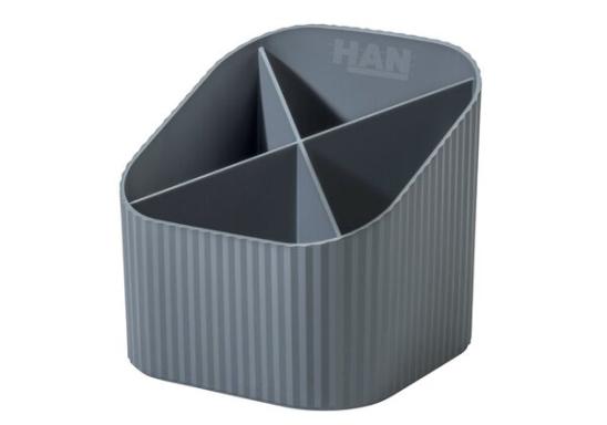 HAN Stiftehalter KARMA grau Polystyrol 4 Fächer 11,1 x 11,1 x 10,5 cm
