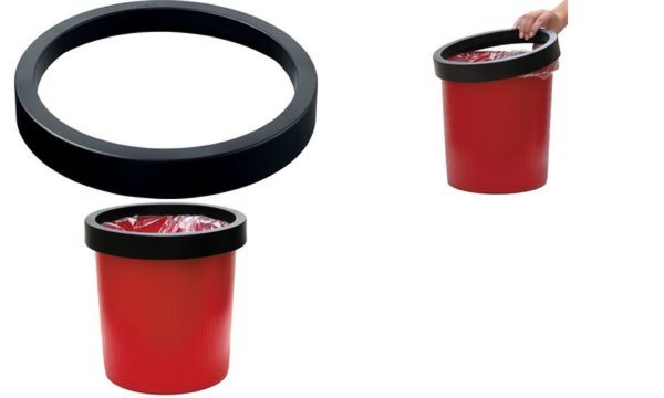 HELIT Papierkorb-Ring für Papierkorb 18 Liter, schwarz zur Befestigung eines Mü