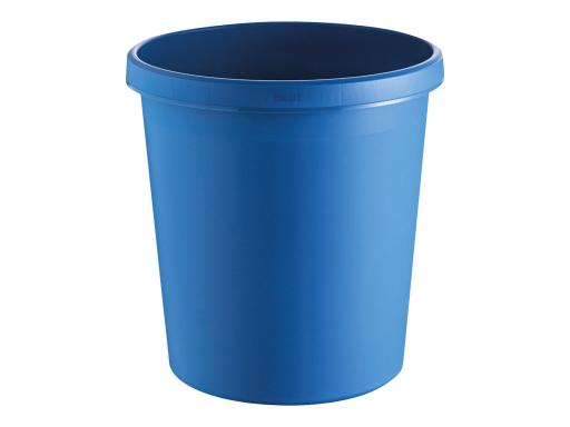 HELIT Papierkorb, 18 Liter, PE, rund, blau umlaufender Griffrand, oberer Durchm