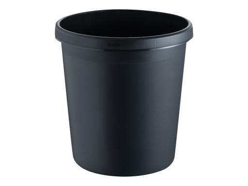 HELIT Papierkorb, 18 Liter, PE, rund, schwarz umlaufender Griffrand, oberer Dur