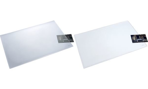 HELIT Schreibunterlage, 530 x 400 mm, glasklar aus PVC, reflaxarm - 1 Stück (H2