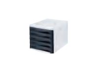 HELIT Schubladenbox, 5 Schübe, lichtgrau/schwarz aus Polystyrol/ABS, stapelbar,