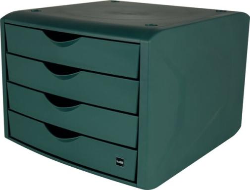 HELIT Schubladenbox "the green chameleon", grün 4 Schübe, aus recyceltem Kunsts