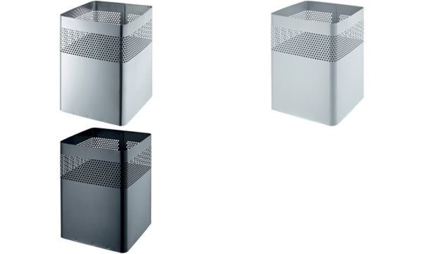HELIT Stahl-Papierkorb, mit Lochdeckor, 15 Liter, mittelgrau aus Metall, quadra