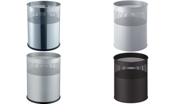 HELIT Stahl-Papierkorb, mit Lochdeckor, 15 Liter, edelstahl rund, Durchmesser: 