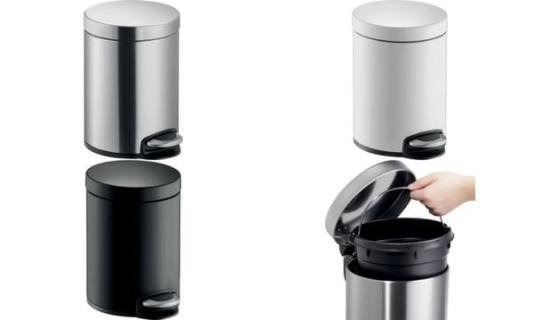 HELIT Tret-Kosmetikeimer "Classic", 5 Liter, weiß Tretabfalleimer, aus pulverbe