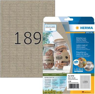 HERMA Etiketten aus Silphie-Papier, 25,4 x 16 mm, naturbraun