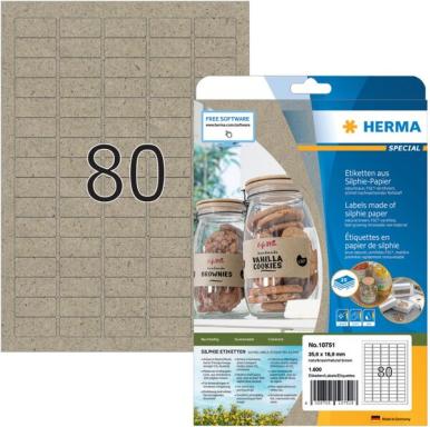 HERMA Etiketten aus Silphie-Papier, 35,6 x 16 mm, naturbraun