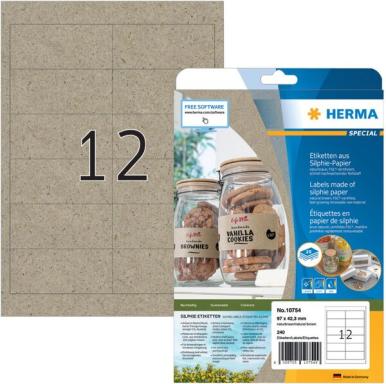 HERMA Etiketten aus Silphie-Papier, 97 x 42,3 mm, naturbraun
