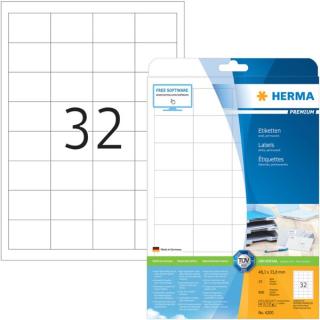 HERMA Etiketten Premium A4 weiß 48,3x33,8 mm Papier 800 St.