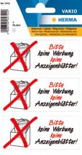 Hinweisetikett 79x34mm wetterfest Keine Werbung Anzeigenbl. 3St 1Pack