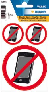 Hinweisetikett Vario wetterfest Kein Handy 3St 1Pack