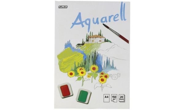 HERLITZ Aquarell-Block, 210 x 298 mm, Inhalt: 20 Blatt 150 g-qm, weiß, rauh, St
