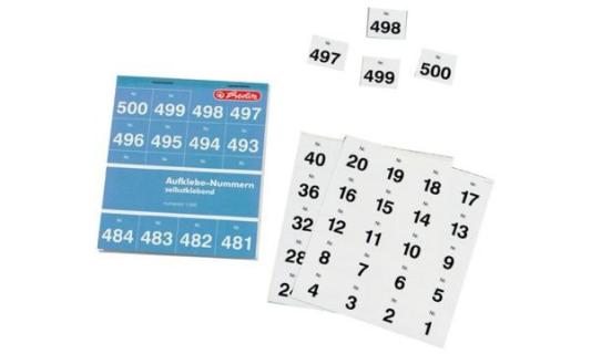 HERLITZ Aufklebenummern, selbstklebend, Nummern 1-500 holzfreies Papier, Farbe: