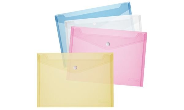 HERLITZ Dokumententasche, DIN A5, PP, blau-transparent glasklar, mit weißem Dru