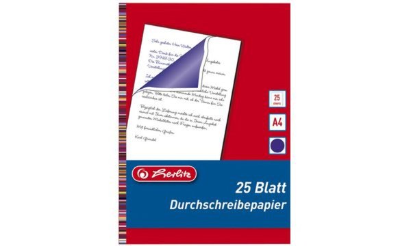 HERLITZ Durchschreibpapier, DIN A4, Inhalt: 25 Blatt blau schreibend (10303717)