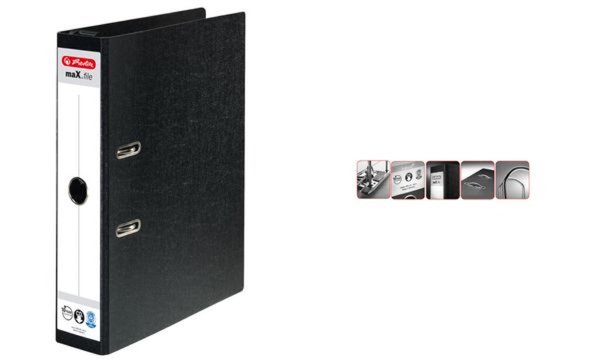 HERLITZ Hängeordner maX.file, Rückenbreite: 70 mm, schwarz DIN A4, aus Hartpapp