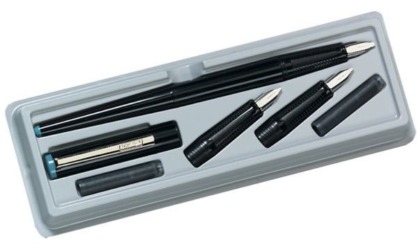 HERLITZ Kalligraphie-Set, 5-teilig, schwarz aus Kunststoff, optimaler Schwerpun