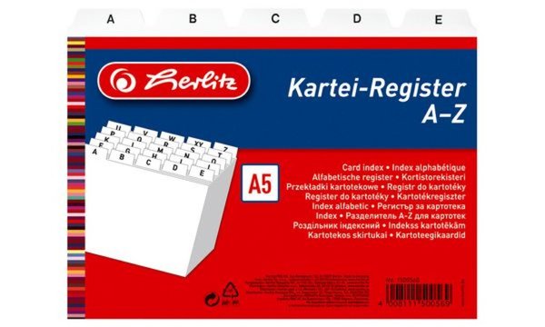 HERLITZ Karteiregister A - Z, PP, A5 quer, weiß, 24-teilig (01500560-003) (1500