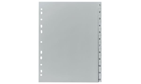 HERLITZ Ordnerregister A4 1-12 PP grau