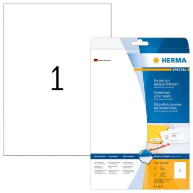 HERMA Abdecketik. A4 weiß 210x297   mm Papier opak   25 St.