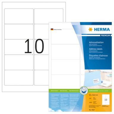 HERMA Adressetiketten A4 weiß 96x50,8    mm Papier 1000 St.