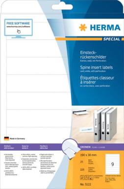 HERMA Einsteckrücken A4 weiß 30x190 nicht klebend 225 St.
