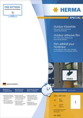 HERMA Etik. A4 Outdoor Klebefolie weiß 210x297   mm  50 St.