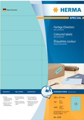 HERMA Etiketten A4 blau 105x37 mm Papier matt 1600 St.