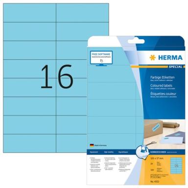 HERMA Etiketten A4 blau 105x37mm Papier matt ablösbar 320St.
