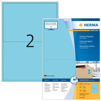 HERMA Etiketten A4 blau 199,6x143,5mm Papier matt 1400 St.