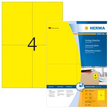 HERMA Etiketten A4 gelb 105x148 mm Papier matt  400 St.