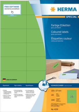 HERMA Etiketten A4 grün 105x37 mm Papier matt 1600 St.