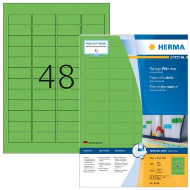 HERMA Etiketten A4 grün 45,7x21,2mm Papier matt 4800 St.