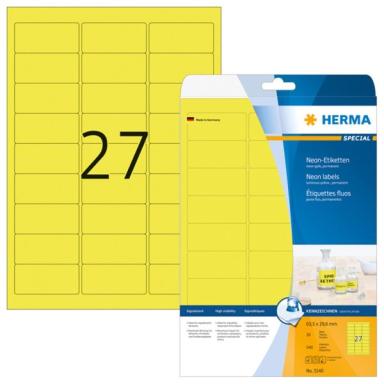 HERMA Etiketten A4 neon-gelb   63,5x29,6 mm Papier 540 St.