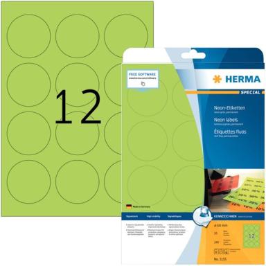 Image HERMA_Etiketten_A4_neon-grn_60_mm_rund_Papier_img4_3799430.jpg Image