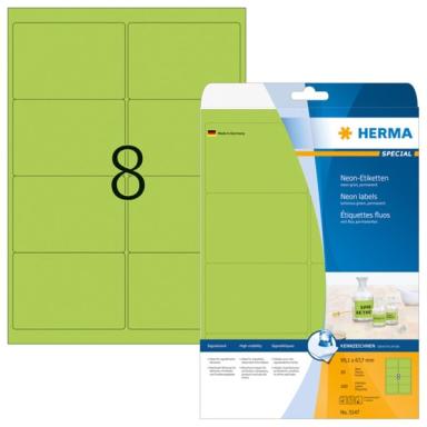 HERMA Etiketten A4 neon-grün   99,1x67,7 mm Papier 160 St.