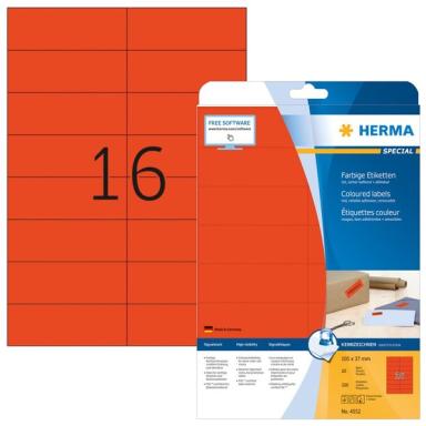 HERMA Etiketten A4 rot  105x37mm Papier matt ablösbar 320St.