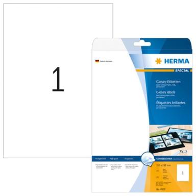 HERMA Etiketten A4 weiß 210x297     mm Papier glänz.  25 St.