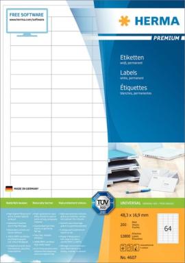 HERMA Etiketten A4 weiß 48,3x16,9 mm Papier matt 12800 St.