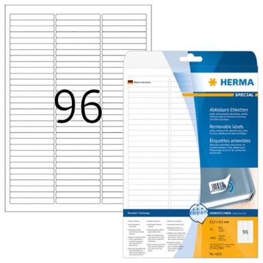 HERMA Etiketten A4 weiß 63,5x8,5  mm ablösb. Papier 2400 St.