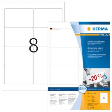 HERMA Etiketten A4 weiß 96x63,5   mm ablösbar Papier 800 St.